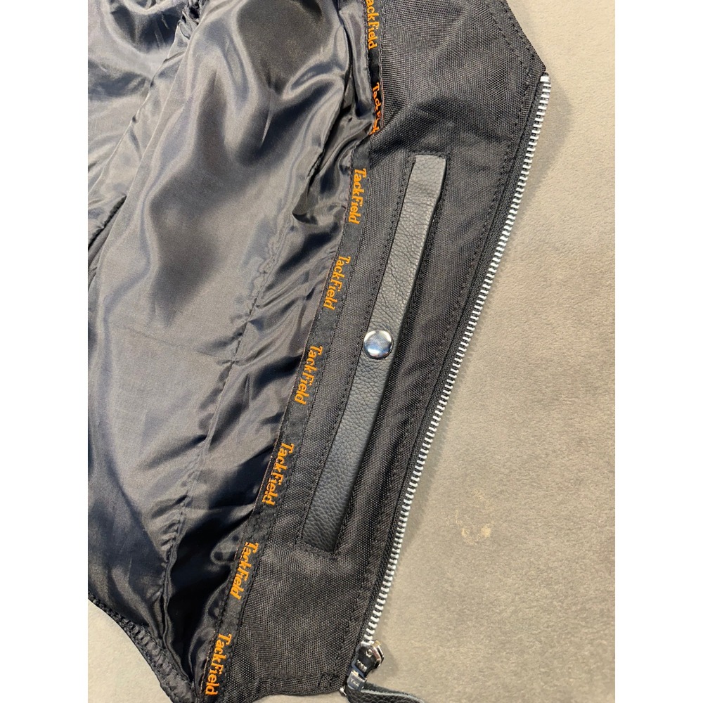 TackField Mens or Women's Black Leather Motorcycle Vest Studded Zip Front Bike M - Picture 8 of 9